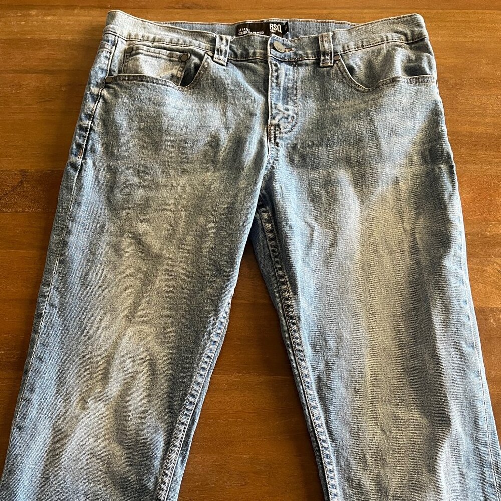 RSQ Jeans Mens‎ 33 Blue Denim Seattle Crop Tapered Medium Wash Casual Jeans